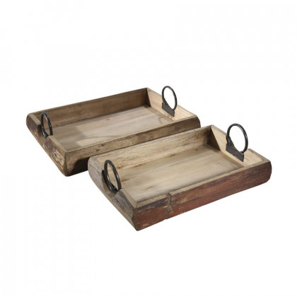 Sagebrook 19"x13"x5" Wood Trays (Set Of 2) - Brown