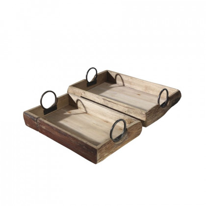 Sagebrook 19"x13"x5" Wood Trays (Set Of 2) - Brown