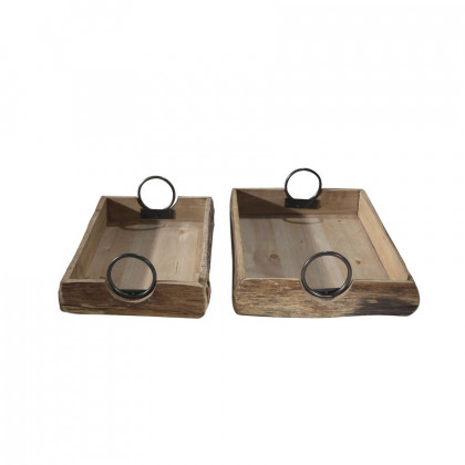 Sagebrook 19"x13"x5" Wood Trays (Set Of 2) - Brown