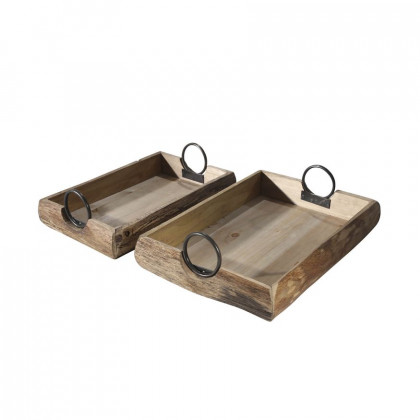 Sagebrook 19"x13"x5" Wood Trays (Set Of 2) - Brown