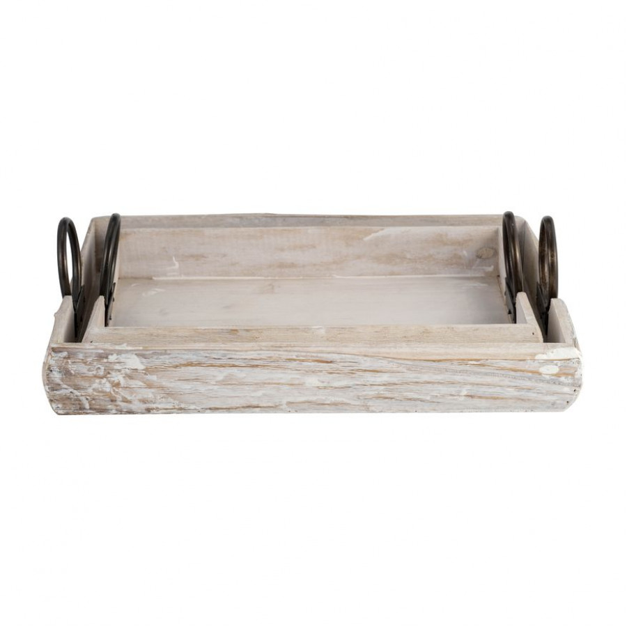 Sagebrook - 19"x13"x5" Wood Trays (Set Of 2)