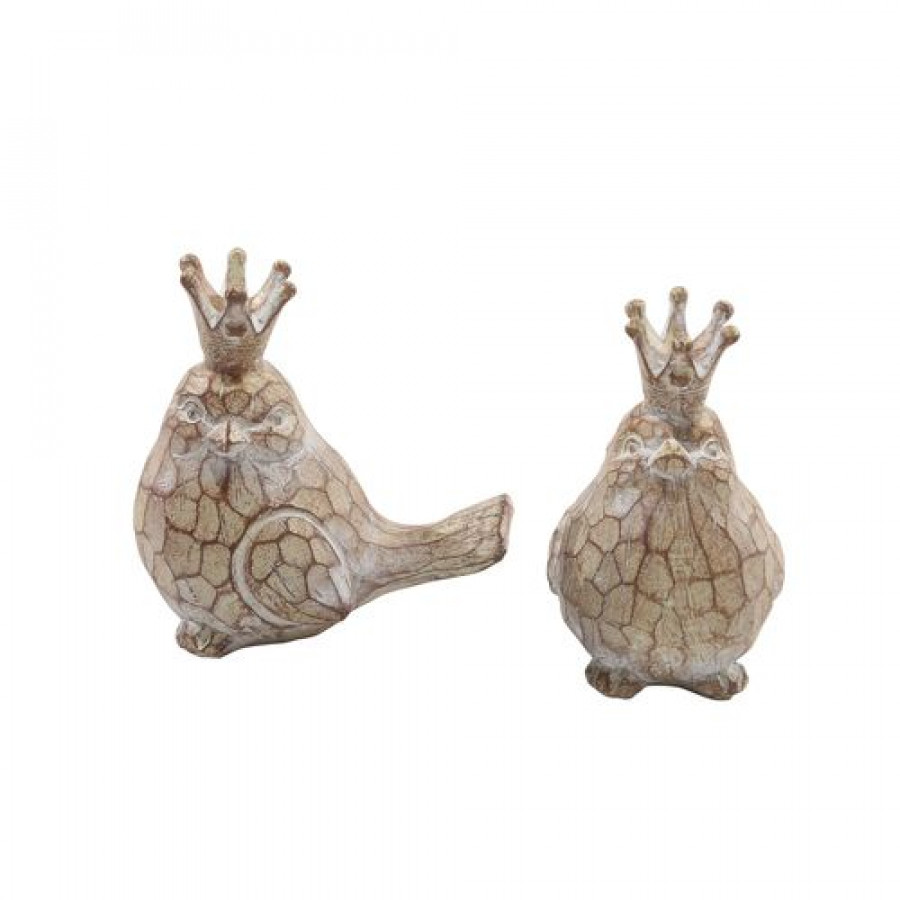 Sagebrook - Resin Birds With Crowns (Set Of 2)