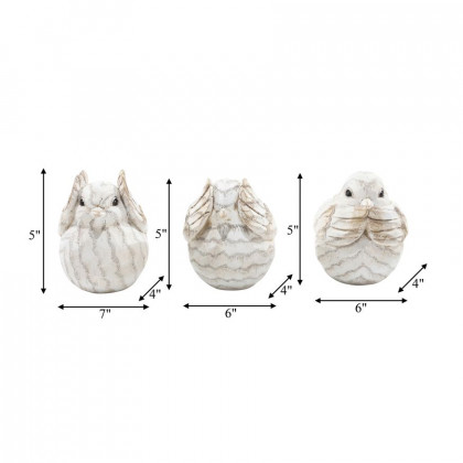 Sagebrook - Resin Decorative Birds (Set Of 3) in Cream