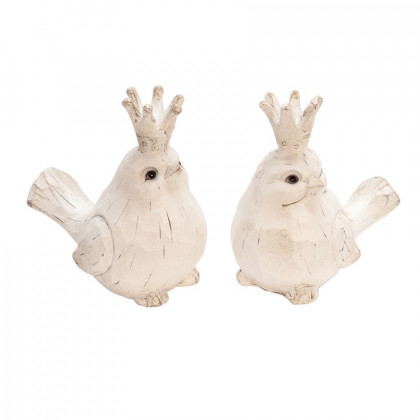 Sagebrook Resin Birds With Crowns (Set Of 2) - White