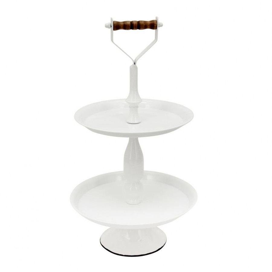 Sagebrook - 11.75" Metal 2 Tier Round Tray in White
