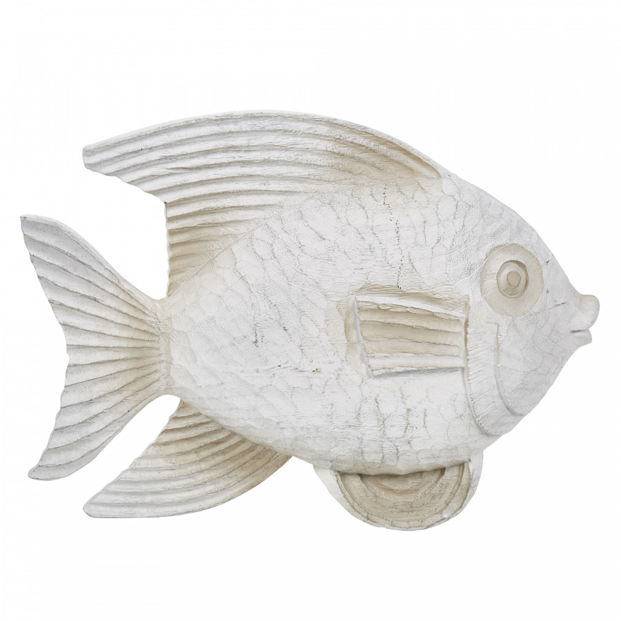 Sagebrook 14" Resin Fish Figurine - White Wash