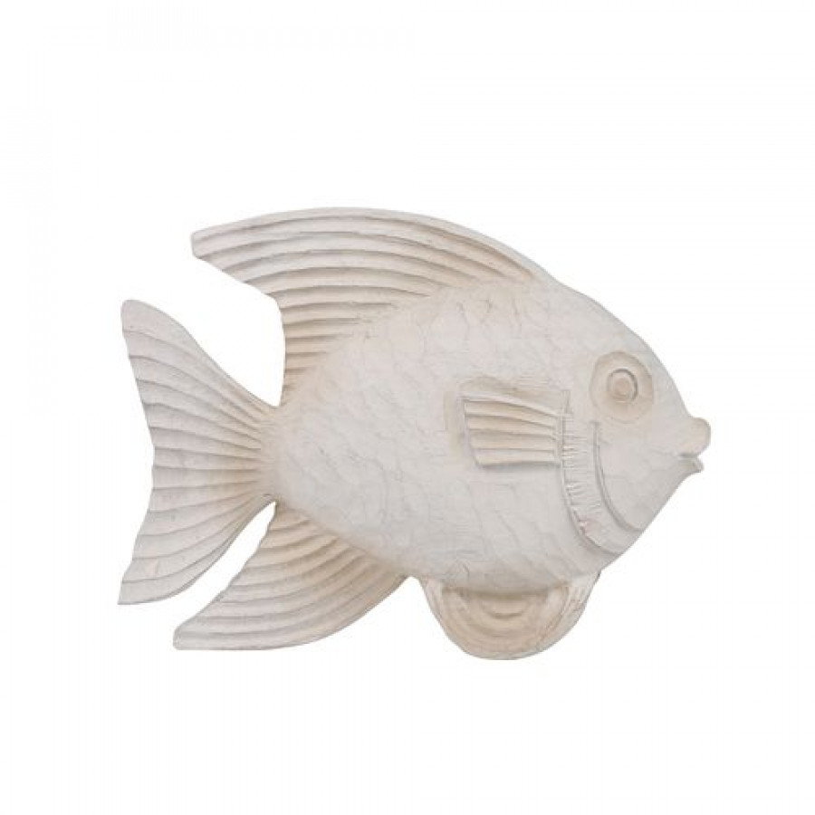 Sagebrook 10" Resin Fish Figurine - White Wash