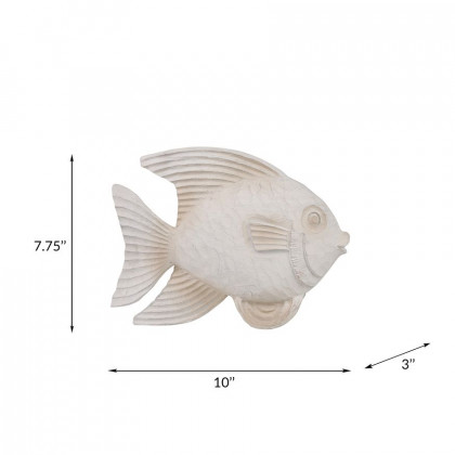 Sagebrook 10" Resin Fish Figurine - White Wash