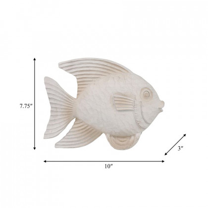Sagebrook 10" Resin Fish Figurine - White Wash