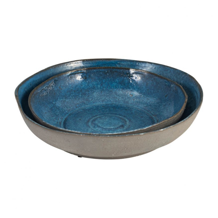 Sagebrook - 12"/15" Ceramic Bowls (Set Of 2) in Blue