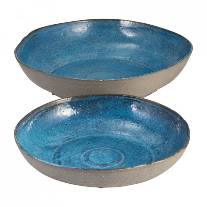 Sagebrook - 12"/15" Ceramic Bowls (Set Of 2) in Blue