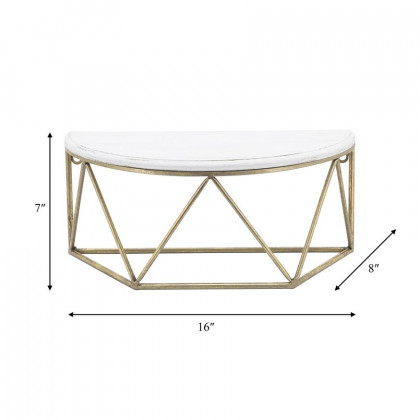Sagebrook 16" Wood/Metal Demilune Wall Shelf - White