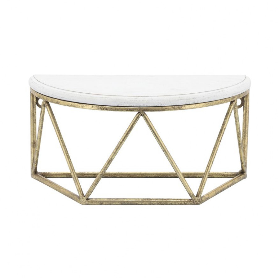 Sagebrook 12" Wood/Metal Demilune Wall Shelf - White
