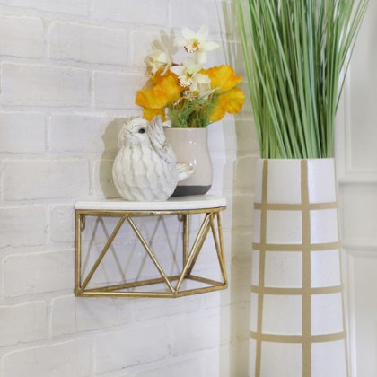 Sagebrook 12" Wood/Metal Demilune Wall Shelf - White
