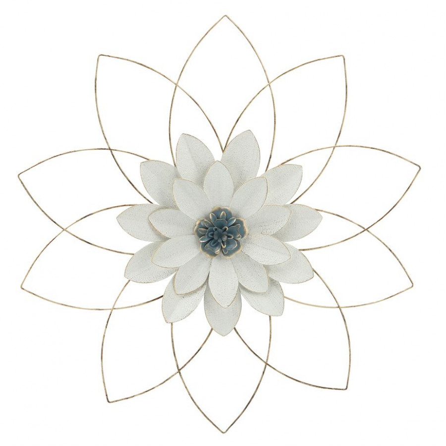 Sagebrook - Metal Wall Flower in White/Blue