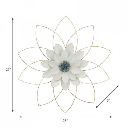 Sagebrook - Metal Wall Flower in White/Blue