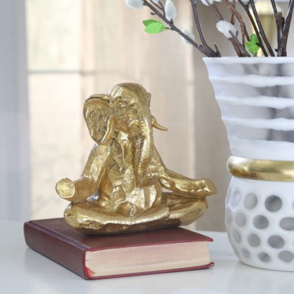 Sagebrook 8" Polyresin Meditating Elephant - Gold