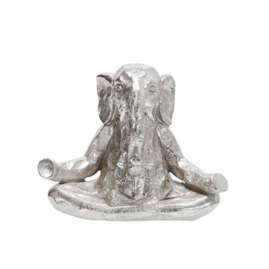 Sagebrook 8" Polyresin Meditating Elephant - Silver