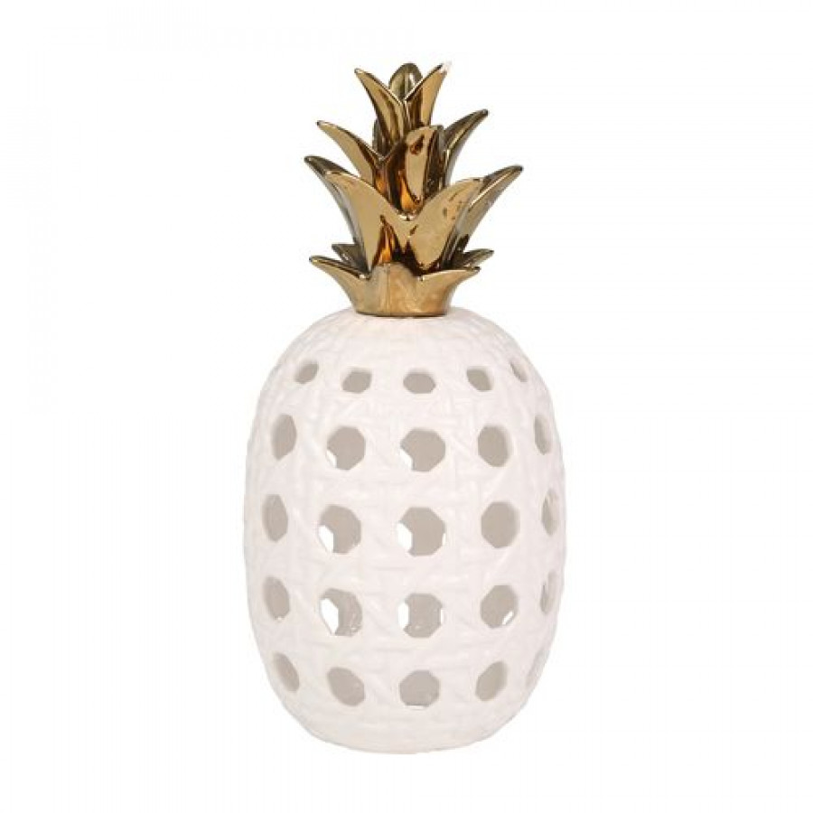 Sagebrook - 16" Ceramic Lattice Weave Pineapple