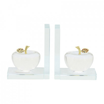Sagebrook - Crystal Apple Bookends (Set Of 2) in Clear
