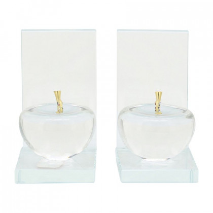 Sagebrook - Crystal Apple Bookends (Set Of 2) in Clear