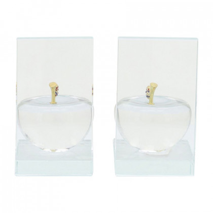 Sagebrook - Crystal Apple Bookends (Set Of 2) in Clear