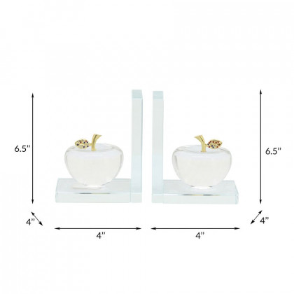 Sagebrook - Crystal Apple Bookends (Set Of 2) in Clear