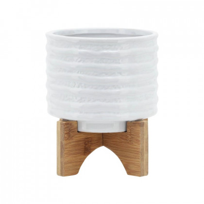 Sagebrook - 8" Ceramic Textured Planter With Stand