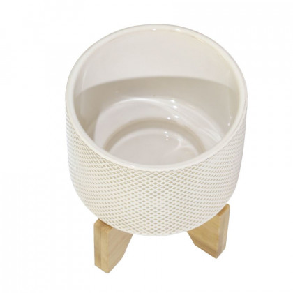 Sagebrook 6" Ceramic Planter On Stand - White/Tan