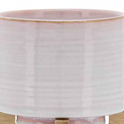 Sagebrook 6" Ceramic Planter On Stand - Cream Stripe