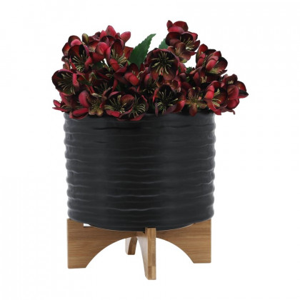 Sagebrook 10" Textured Planter With Stand - Black