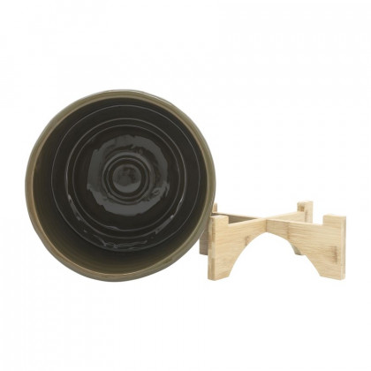 Sagebrook 11" Ceramic Textured Planter With Stand - Olive