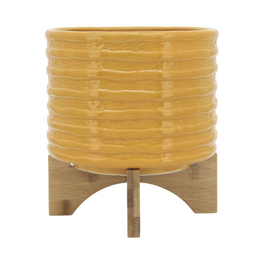 Sagebrook - 6" Ceramic Textured Planter With Stand