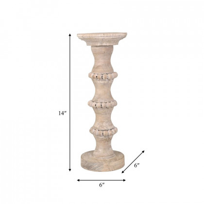 Sagebrook 14" Wooden Antique Style Candle Holder - Beige