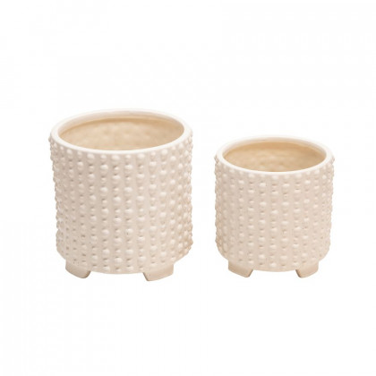 Sagebrook - 6"/8" Ceramic Abstract Footed Planters (Set Of 2)