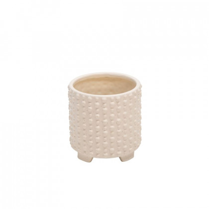 Sagebrook 6"/8" Ceramic Footed Planters With Dots (Set Of 2) - White