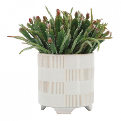Sagebrook - 6"/8" Ceramic Textured Footed Planters (Set Of 2) in Beige