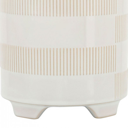 Sagebrook - 6"/8" Ceramic Textured Footed Planters (Set Of 2) in Beige