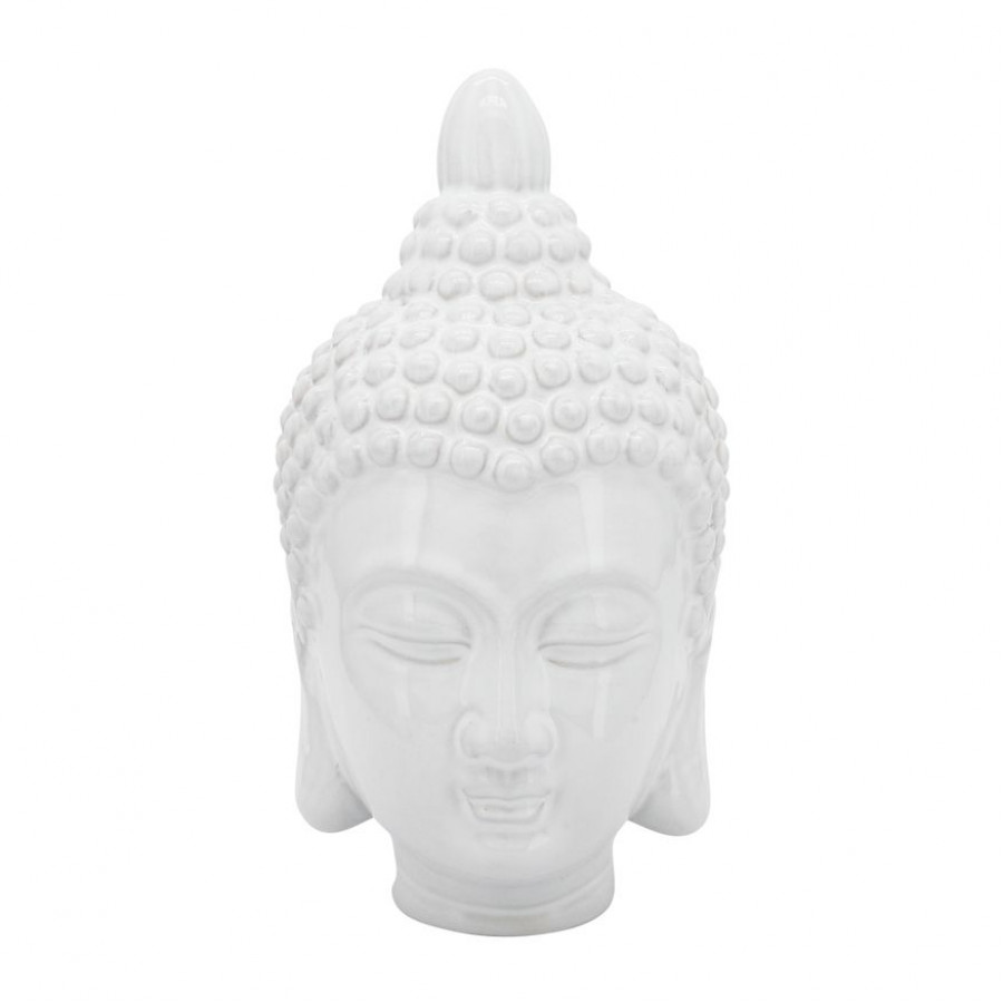 Sagebrook 10" Ceramic Buddha Head - White