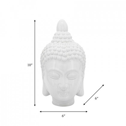 Sagebrook 10" Ceramic Buddha Head - White