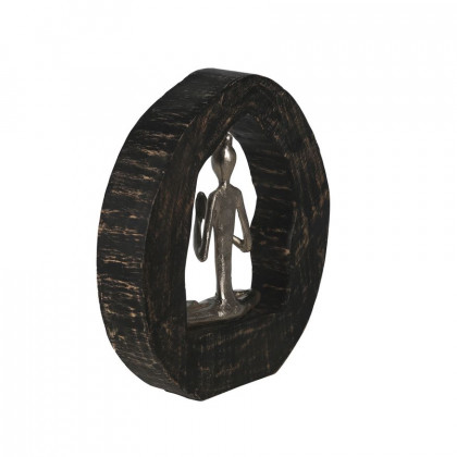 Sagebrook - 11" Aluminum Yoga Lady In Circle Log in Silver