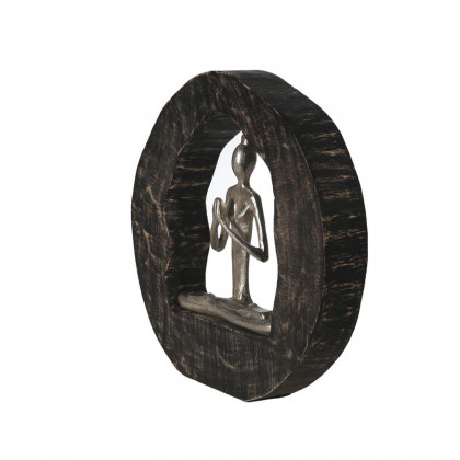 Sagebrook - 11" Aluminum Yoga Lady In Circle Log in Silver
