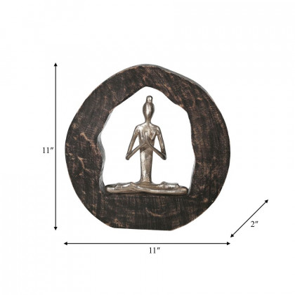 Sagebrook - 11" Aluminum Yoga Lady In Circle Log in Silver