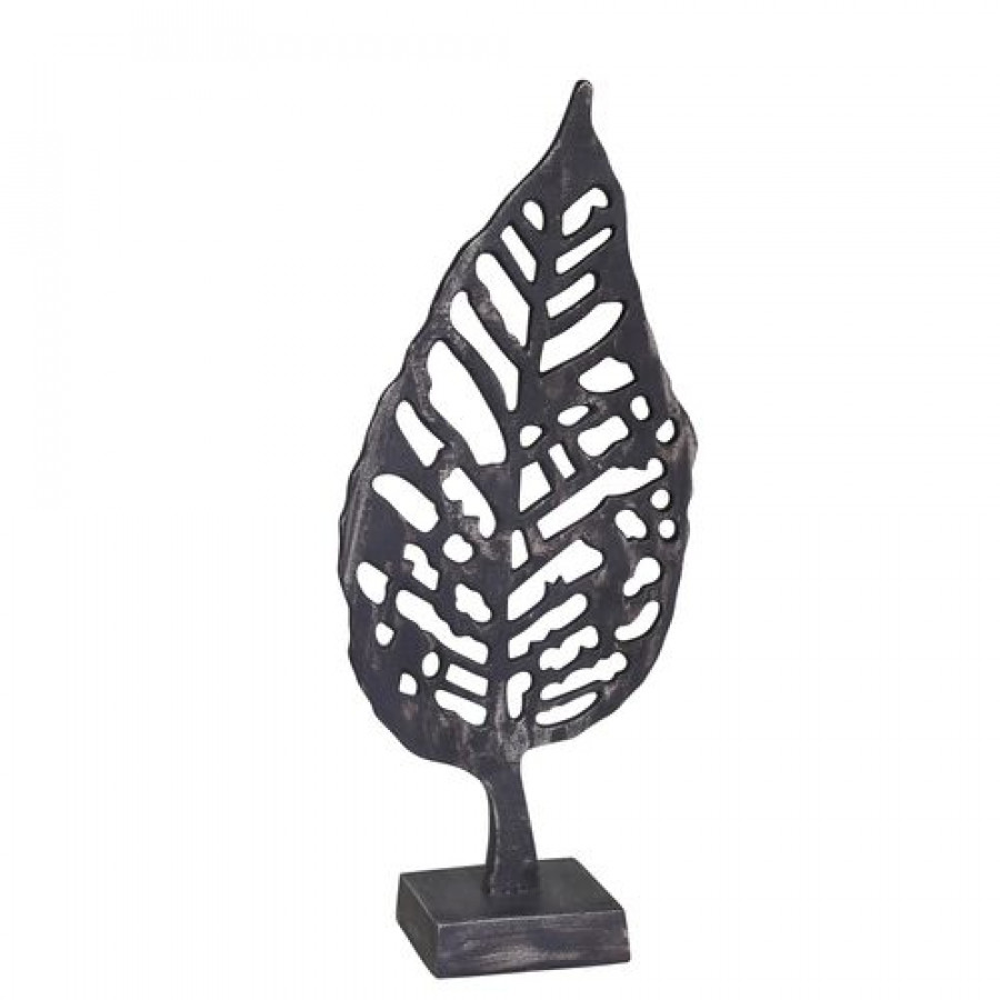 Sagebrook - 18" Aluminum Leaf On Stand in Black Antique