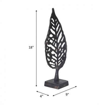 Sagebrook - 18" Aluminum Leaf On Stand in Black Antique