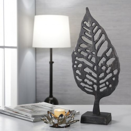 Sagebrook - 18" Aluminum Leaf On Stand in Black Antique