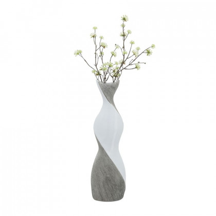 Sagebrook 24" Ceramic Twisted Vase - White/Silver