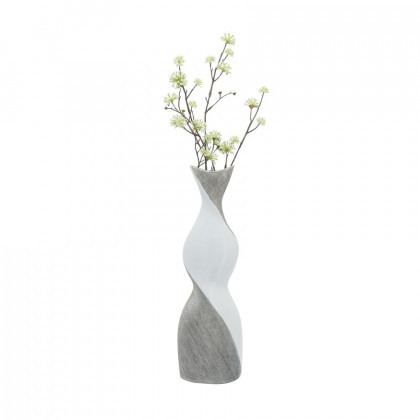 Sagebrook 19" Ceramic Twisted Vase - White/Silver