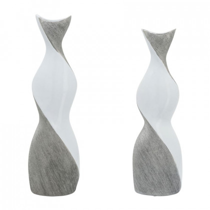 Sagebrook 19" Ceramic Twisted Vase - White/Silver