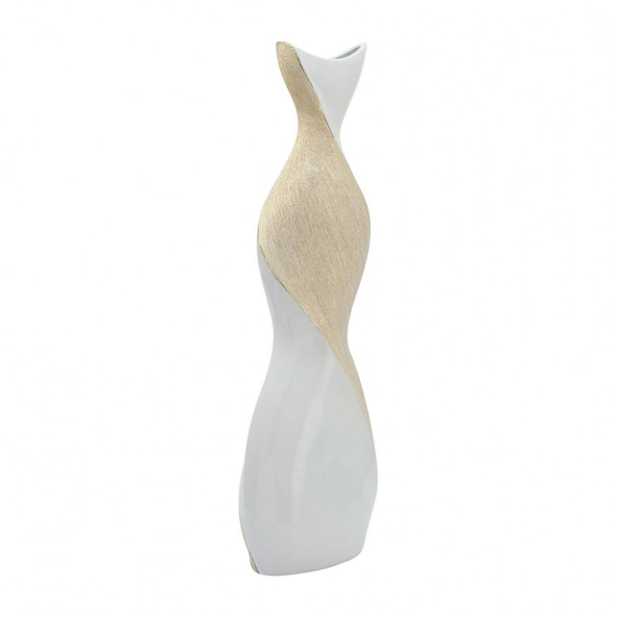 Sagebrook 24" Ceramic Twisted Vase - White/Gold